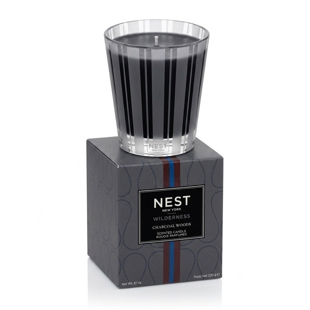 NEST New York Wilderness Charcoal Woods Scented Candle 8.1 oz Striped Glass Box